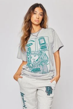 BROKEN PROMISES Leave Me Alone Grey S/S Tee Shirts