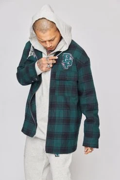 BROKEN PROMISES Poor Sport Flannel Zip Up Shirts