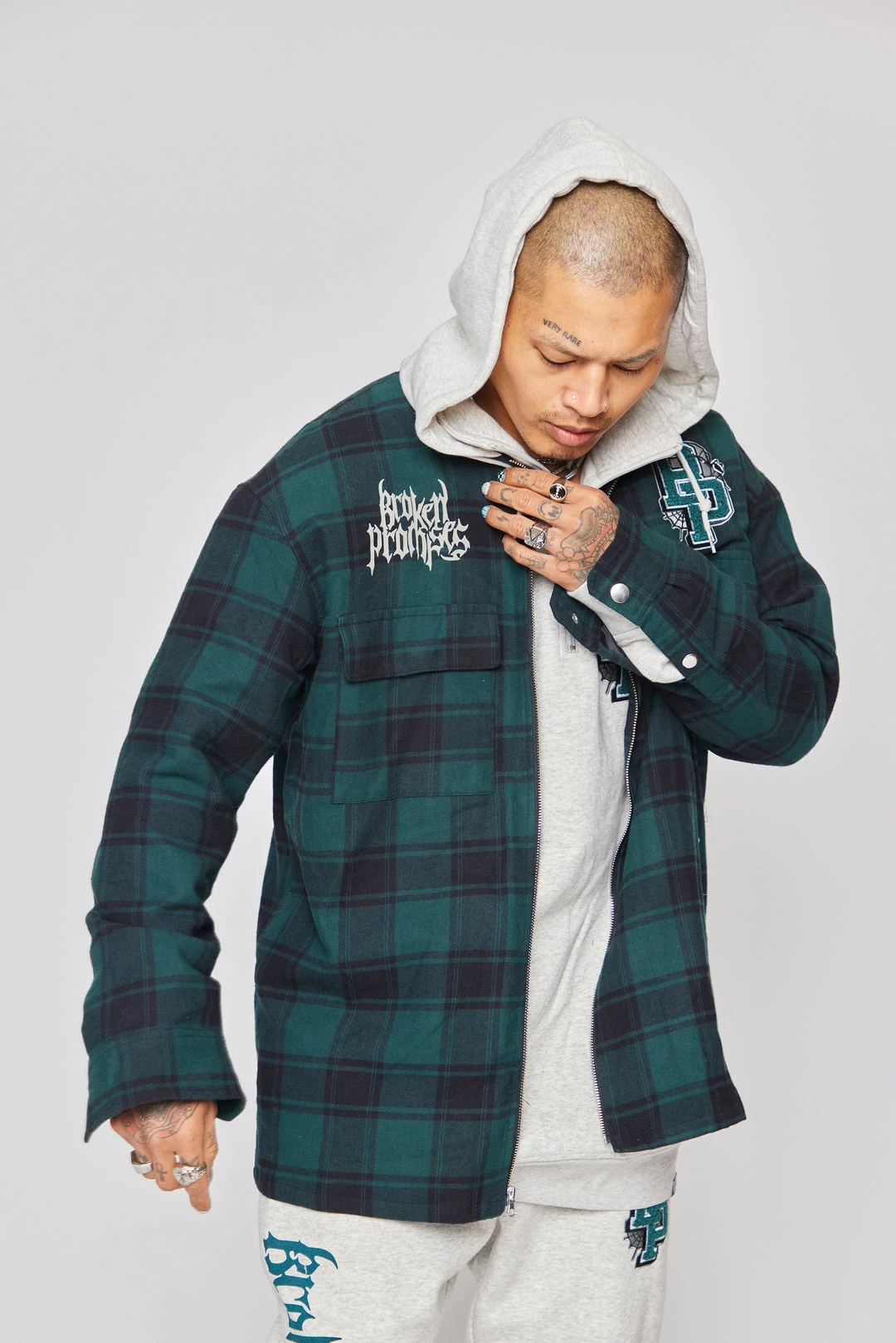 BROKEN PROMISES Poor Sport Flannel Zip Up Shirts