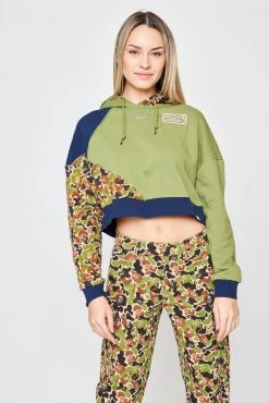 BROKEN PROMISES Hoodies Reaper Camo Patchwork Crop Hoodie