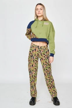 BROKEN PROMISES Hoodies Reaper Camo Patchwork Crop Hoodie