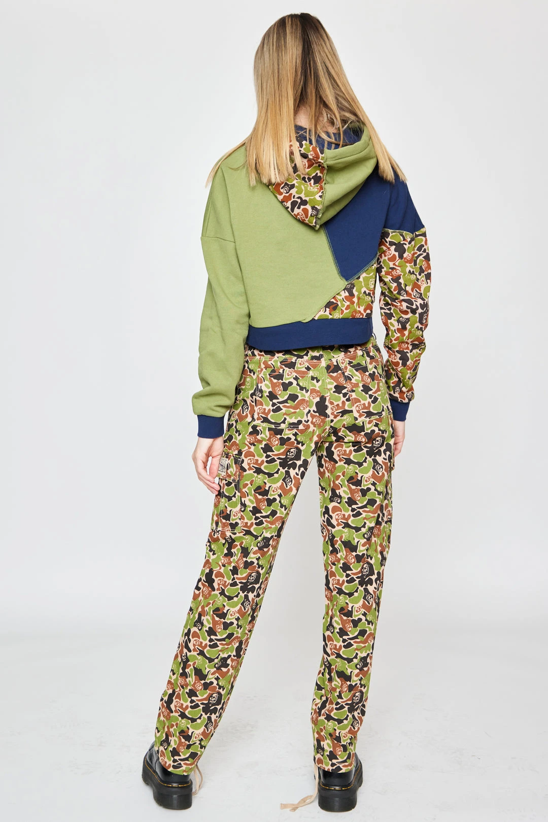 BROKEN PROMISES Hoodies Reaper Camo Patchwork Crop Hoodie