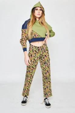 BROKEN PROMISES Hoodies Reaper Camo Patchwork Crop Hoodie