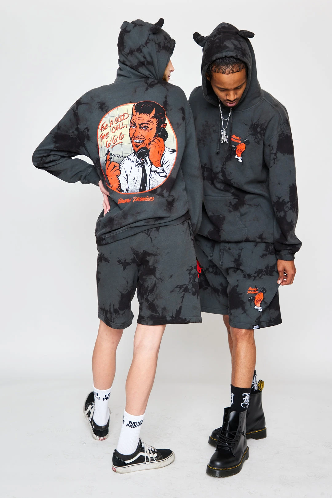 CASH Call 666 Crystal Wash Horn Hoodie Black Hoodies