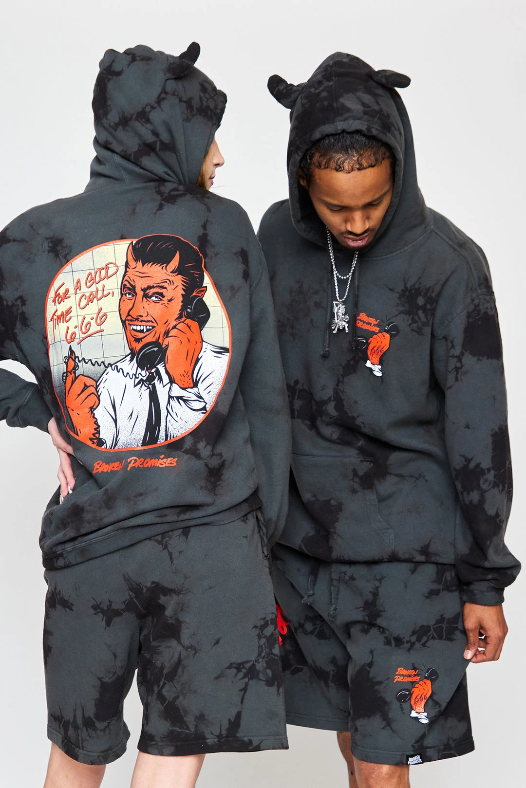 CASH Call 666 Crystal Wash Horn Hoodie Black Hoodies