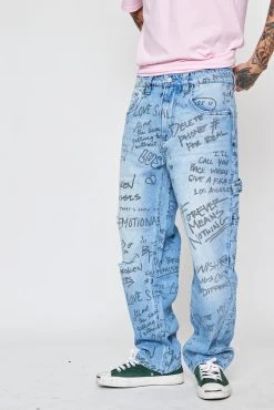 BROKEN PROMISES Bottoms Triple Text Denim