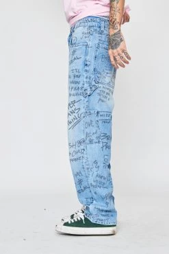 BROKEN PROMISES Bottoms Triple Text Denim