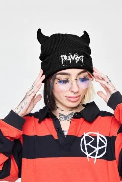 CASH Graveyard Devil Horn Beanie - Black Headwear