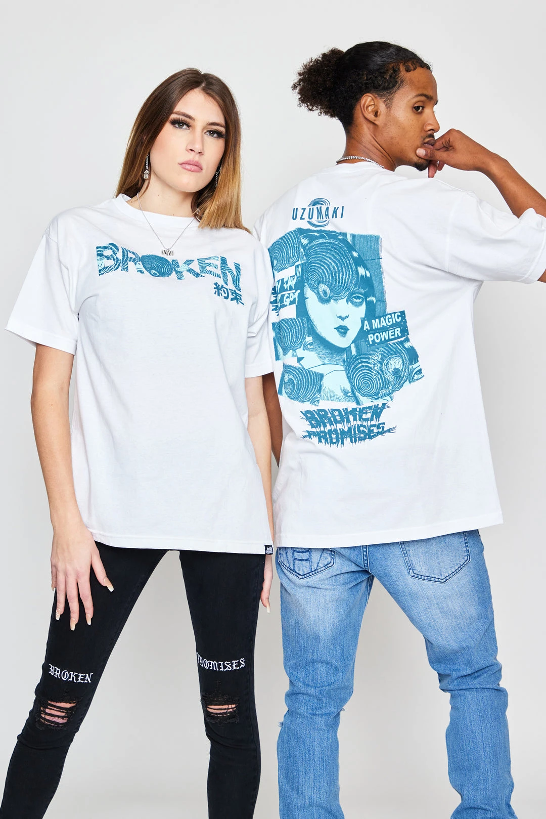 BROKEN PROMISES Shirts Junji Ito Magic Power S/S White