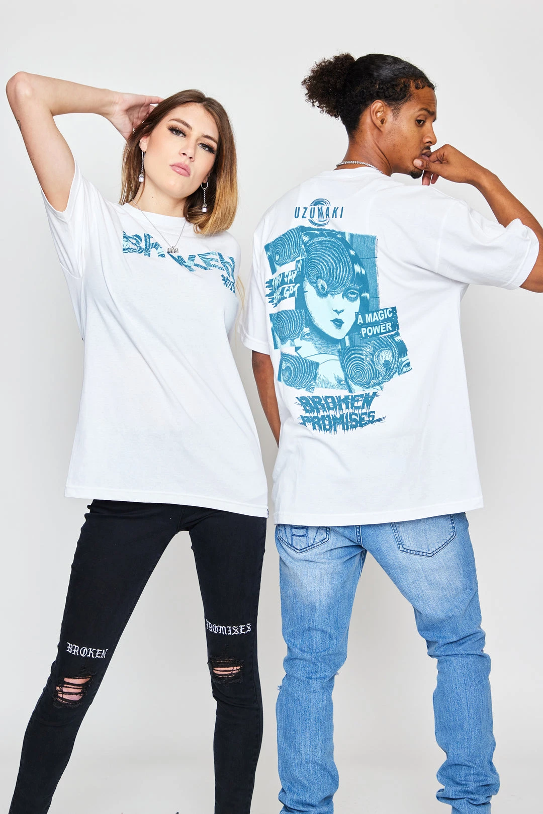 BROKEN PROMISES Shirts Junji Ito Magic Power S/S White