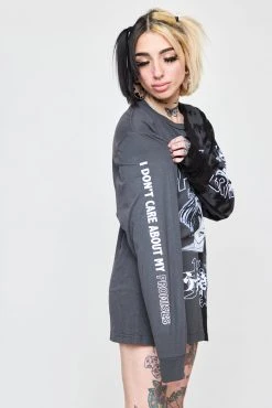 BROKEN PROMISES Junji Ito I Don't Care L/S Tee Blk