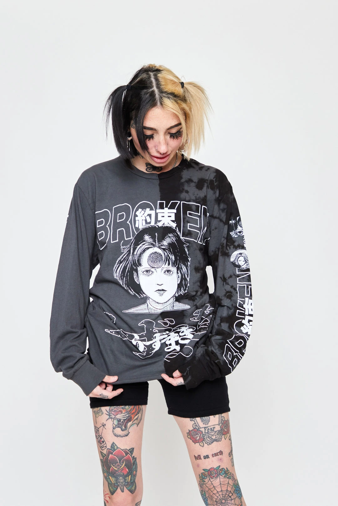 BROKEN PROMISES Junji Ito I Don't Care L/S Tee Blk