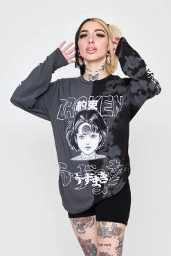 BROKEN PROMISES Junji Ito I Don't Care L/S Tee Blk