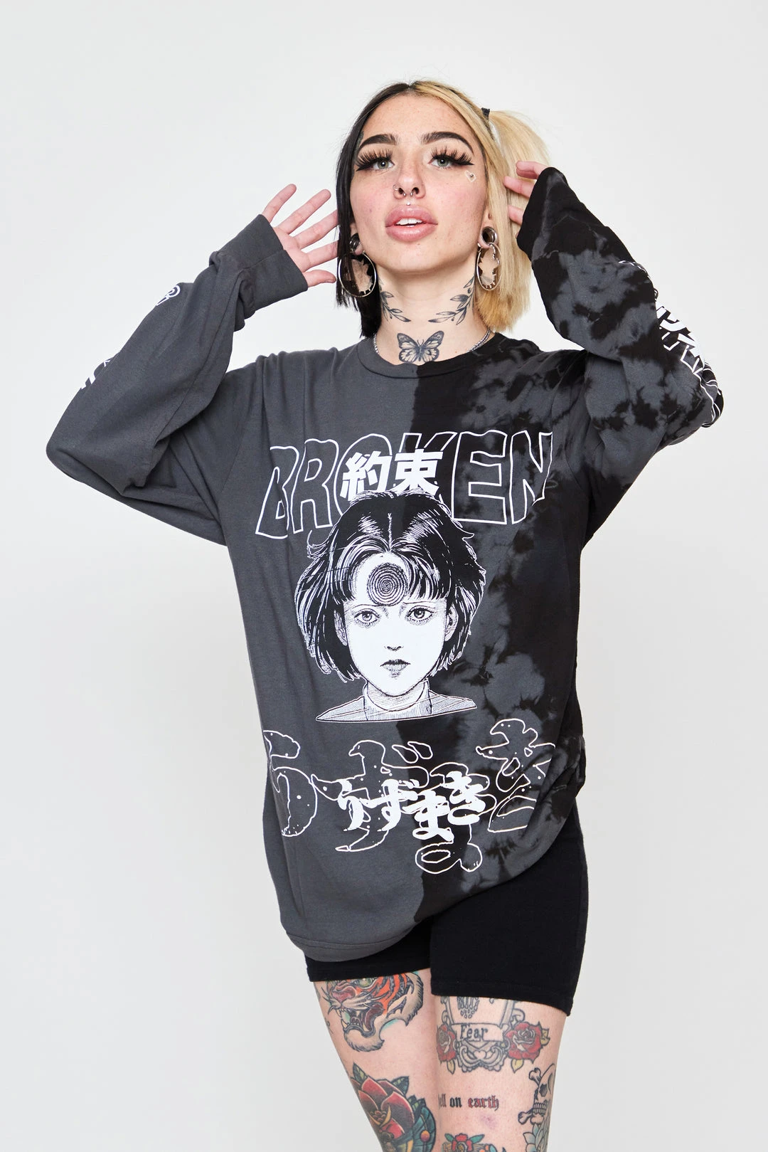 BROKEN PROMISES Junji Ito I Don't Care L/S Tee Blk