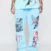 CASH Junji Ito Butterflies Sweatpants Light Blue Bottoms