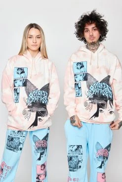 CASH Hoodies Junji Ito Butterflies Hoodie Pink
