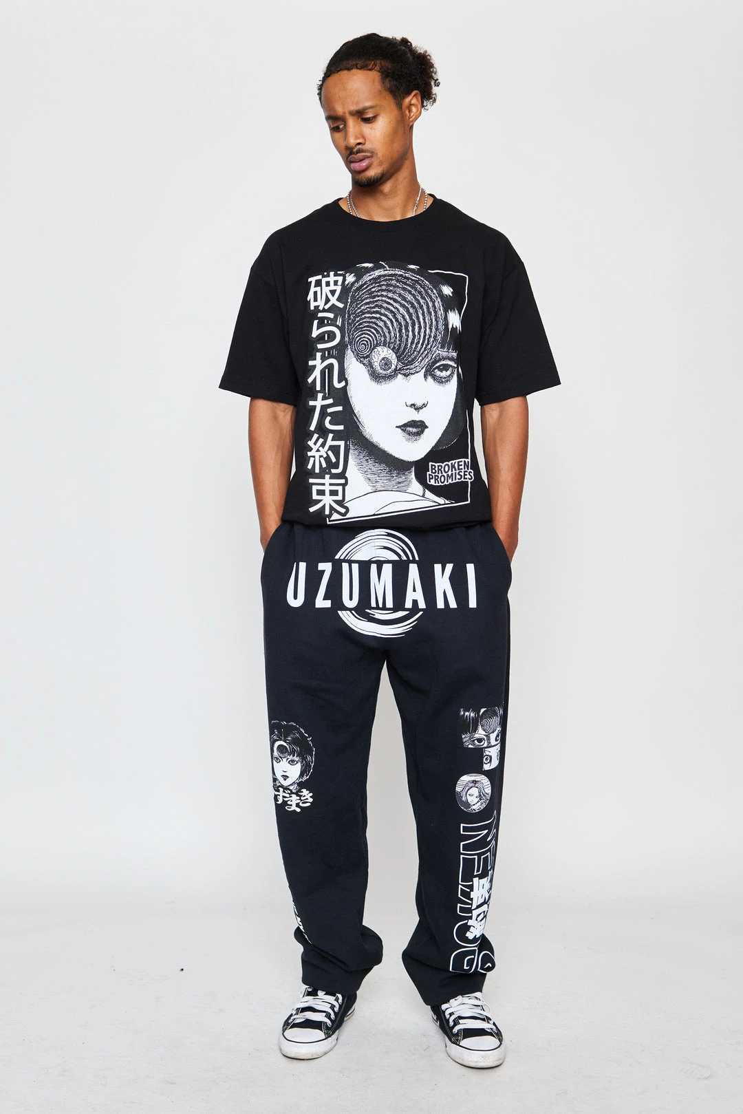 BROKEN PROMISES Bottoms Junji Ito I Don't Care Sweatpants Black