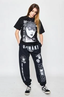 BROKEN PROMISES Bottoms Junji Ito I Don't Care Sweatpants Black
