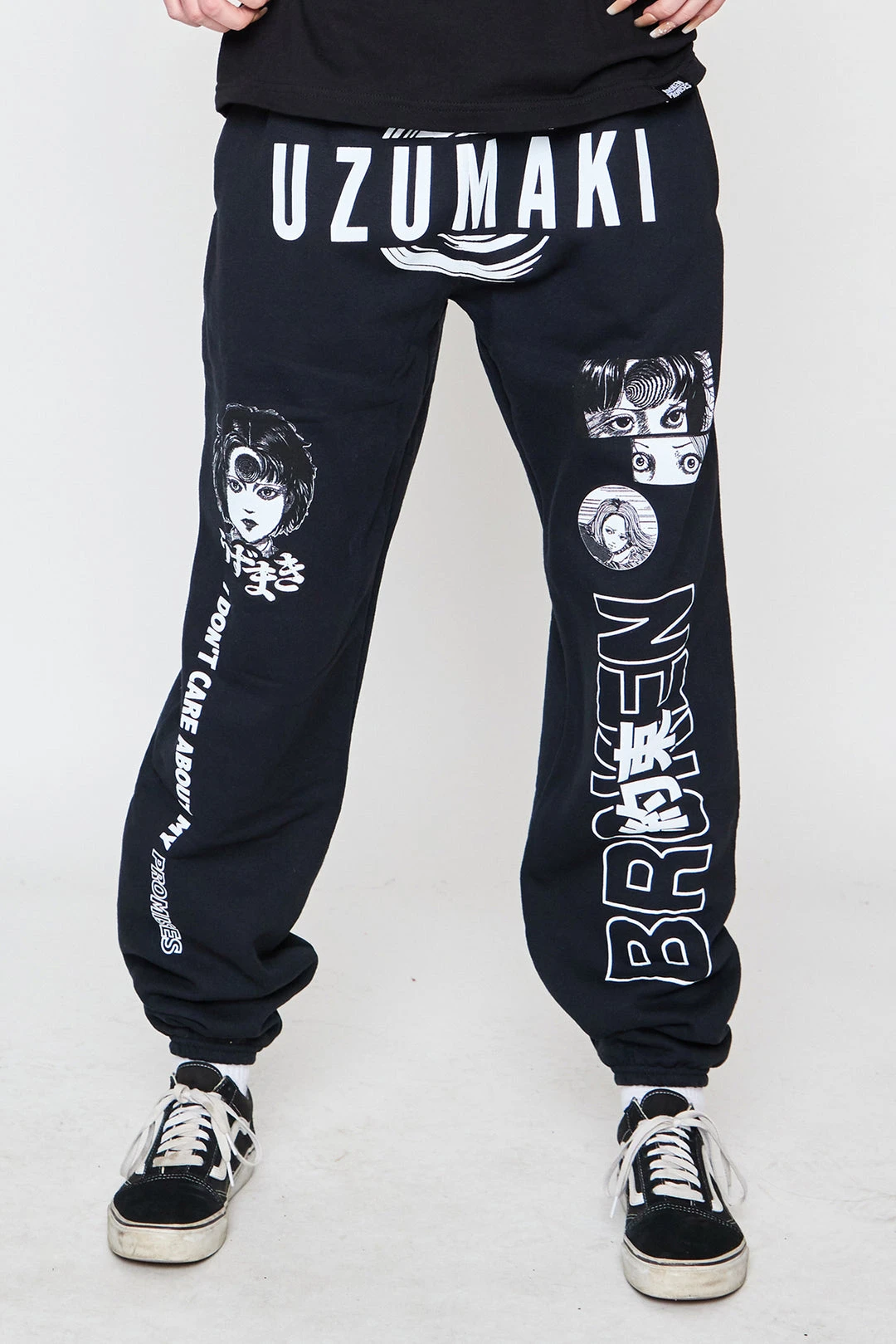 BROKEN PROMISES Bottoms Junji Ito I Don't Care Sweatpants Black