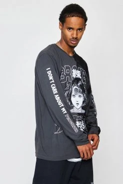 BROKEN PROMISES Junji Ito I Don't Care L/S Tee Blk