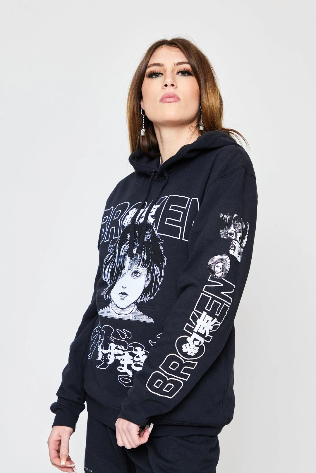 BROKEN PROMISES Junji Ito I Don't Care Black Hoodie