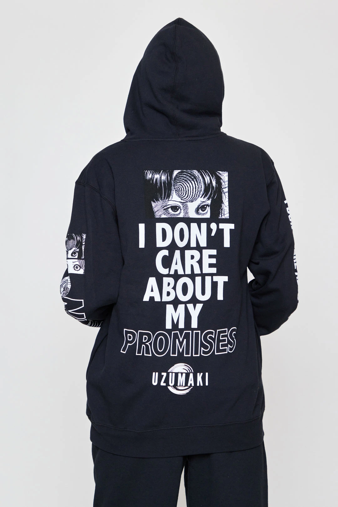 BROKEN PROMISES Junji Ito I Don't Care Black Hoodie