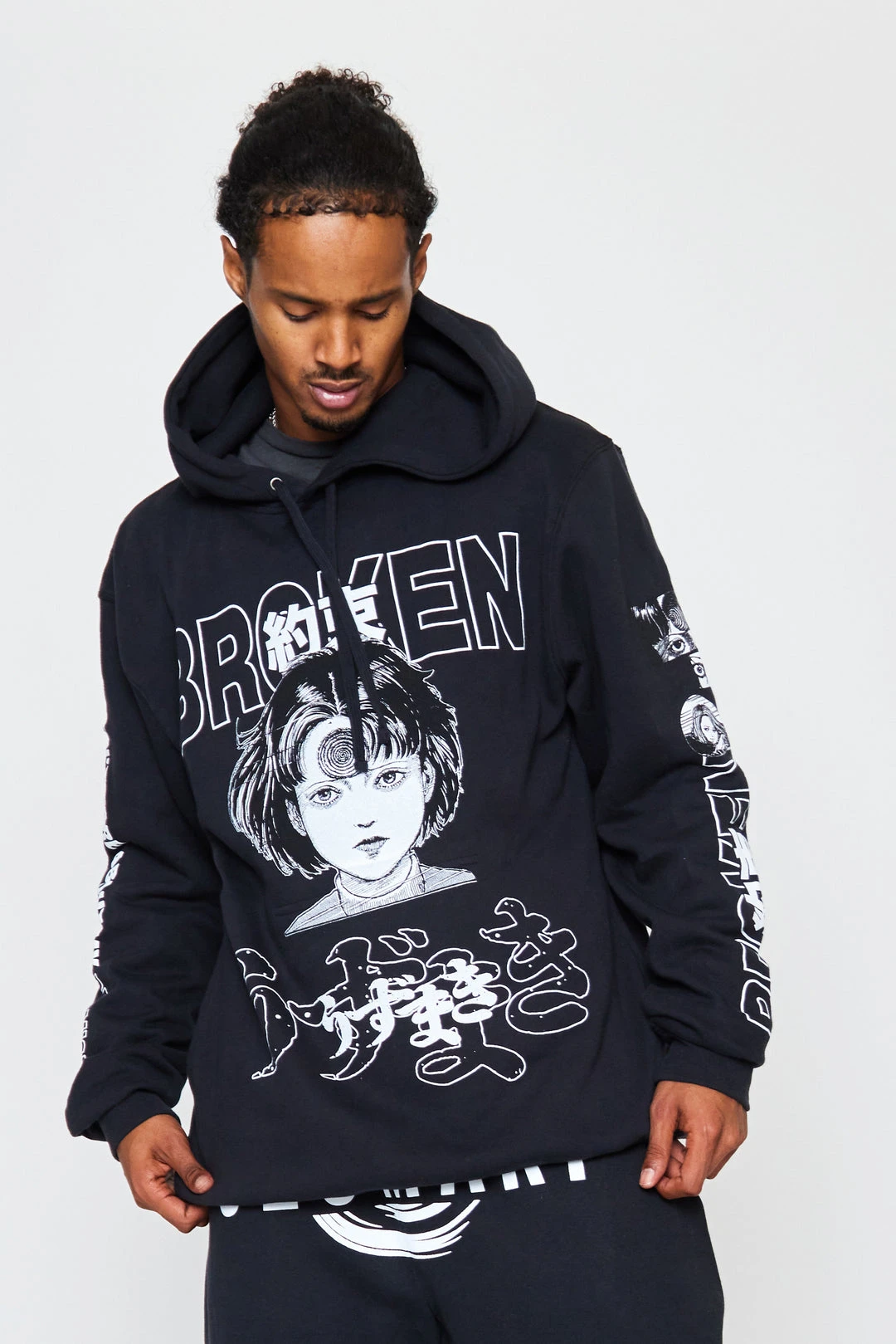 BROKEN PROMISES Junji Ito I Don't Care Black Hoodie