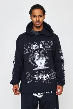 BROKEN PROMISES Junji Ito I Don't Care Black Hoodie