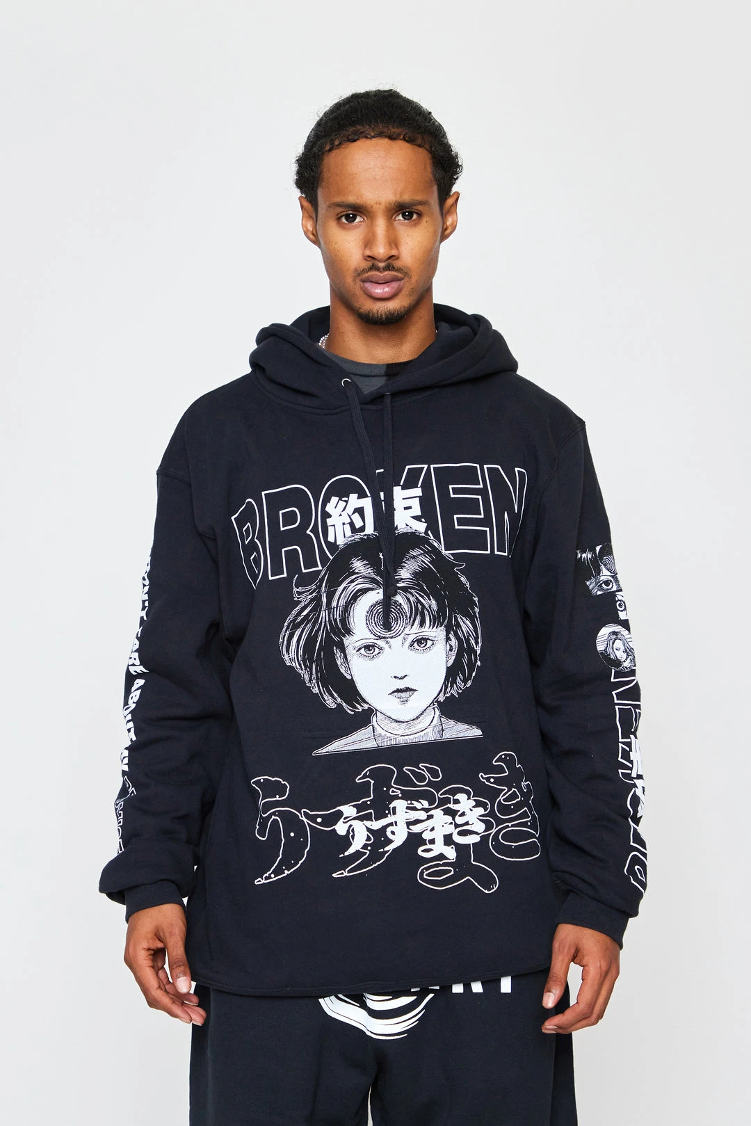 BROKEN PROMISES Junji Ito I Don't Care Black Hoodie