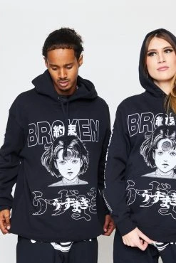 BROKEN PROMISES Junji Ito I Don't Care Black Hoodie
