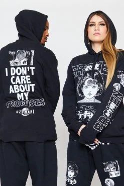 BROKEN PROMISES Junji Ito I Don't Care Black Hoodie