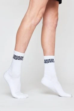 BROKEN PROMISES BP Wave Logo Sock - White Accessories