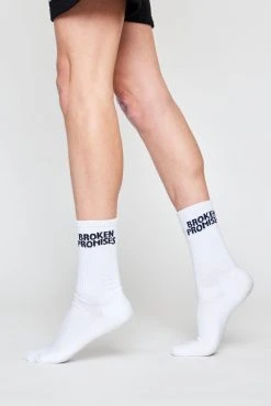 BROKEN PROMISES BP Wave Logo Sock - White Accessories