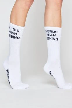 BROKEN PROMISES The Motto Sock White Accessories