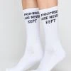 BROKEN PROMISES The Motto Sock White Accessories