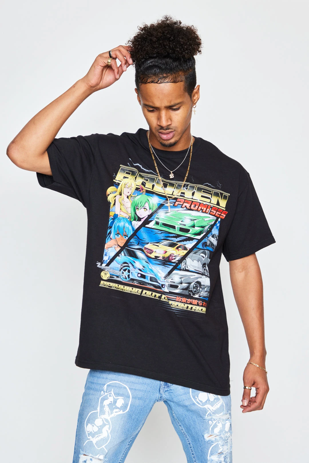 BROKEN PROMISES Spinning Out S/S Blk Shirts