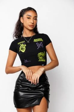 BROKEN PROMISES Delirium Crop Tee Black Womens