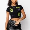 BROKEN PROMISES Delirium Crop Tee Black Womens