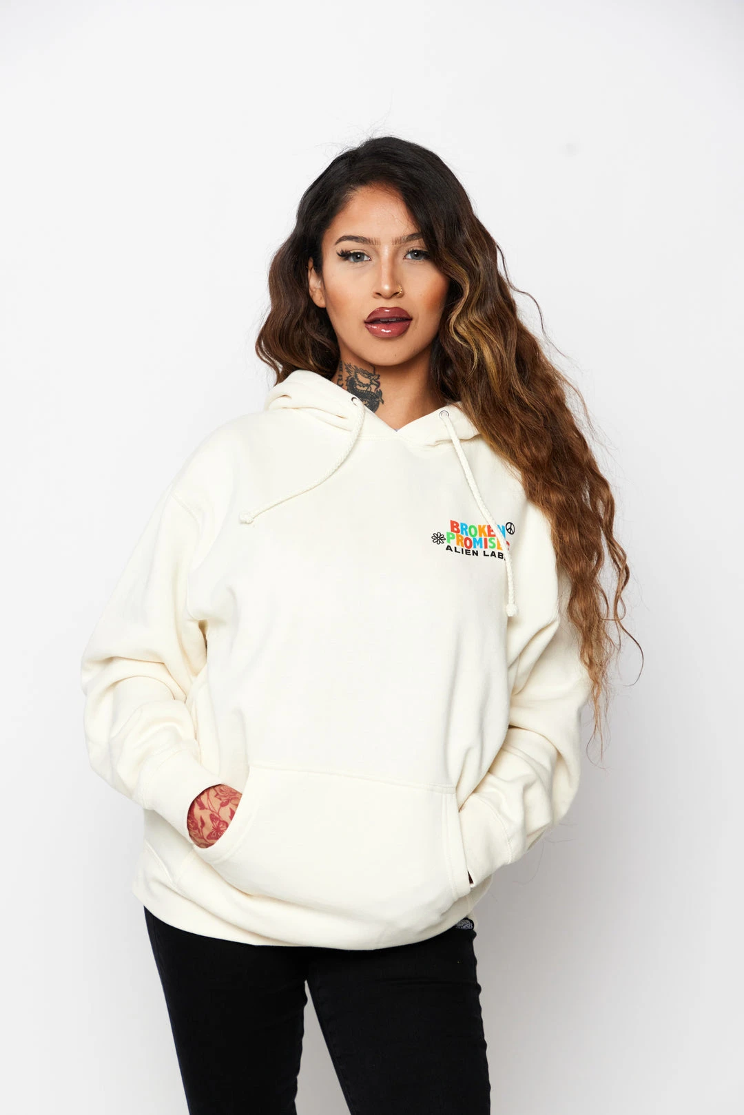 CASH Hoodies BP X Alienlabs Peace And Love Hoodie Natural