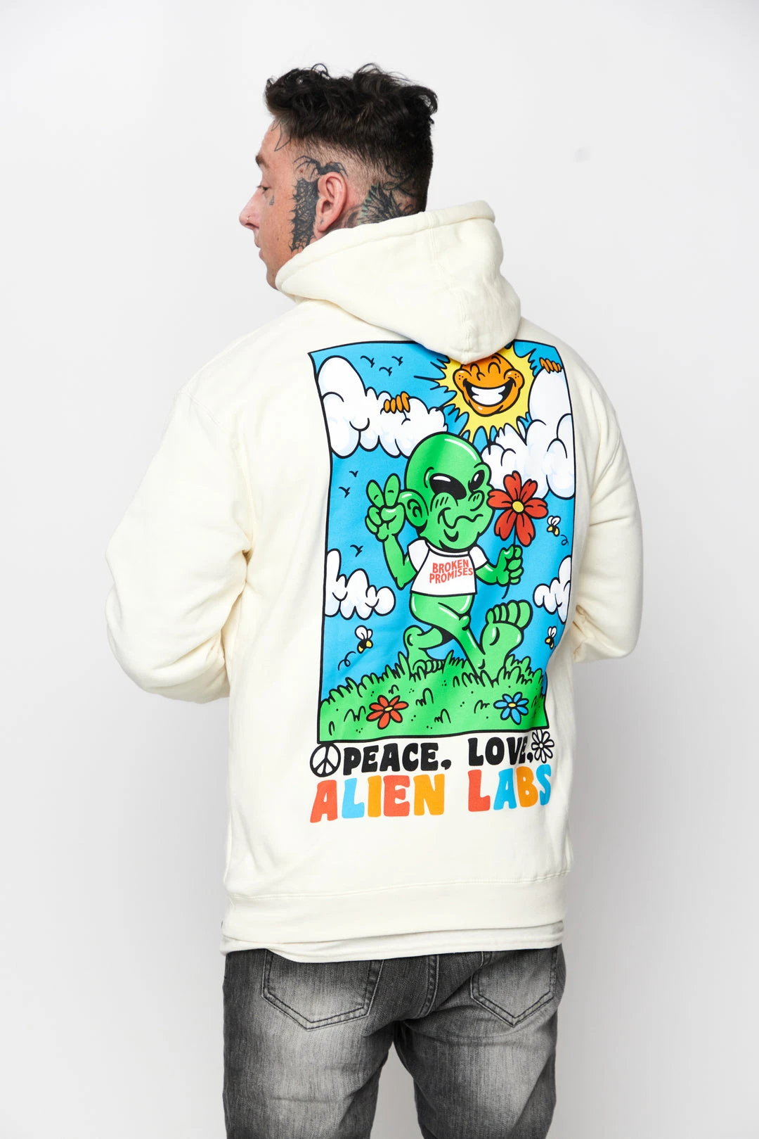 CASH Hoodies BP X Alienlabs Peace And Love Hoodie Natural