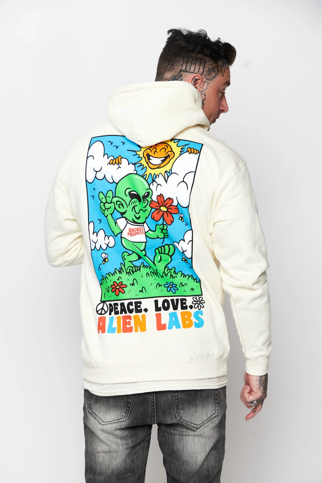 CASH Hoodies BP X Alienlabs Peace And Love Hoodie Natural