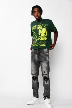 CASH Stitch And Rip Denim - Smoke Grey Bottoms