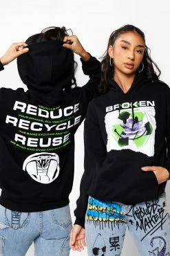 BROKEN PROMISES Hoodies Recycle Hoodie Black