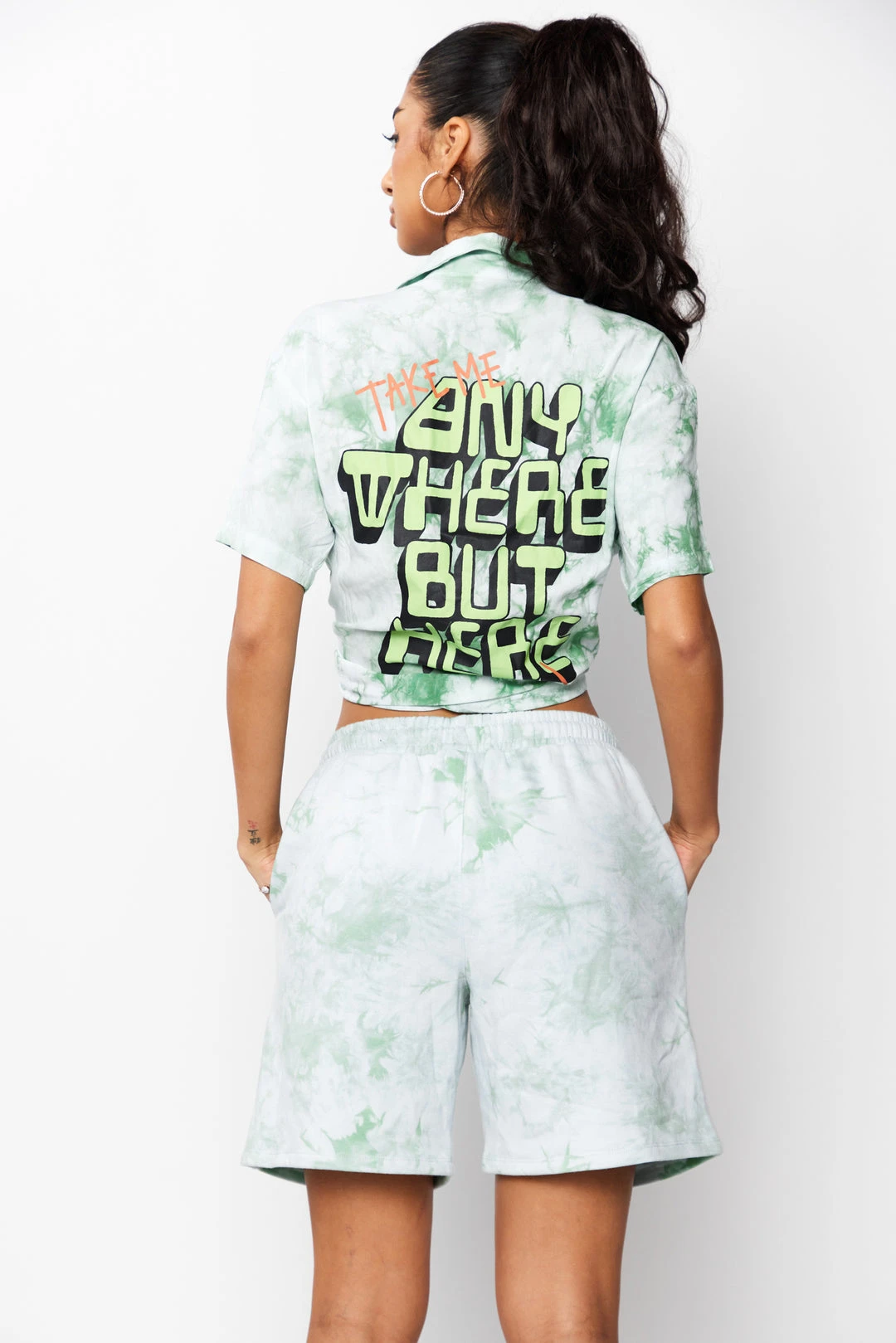 BROKEN PROMISES Bottoms Outsider Tie Dye Shorts Green