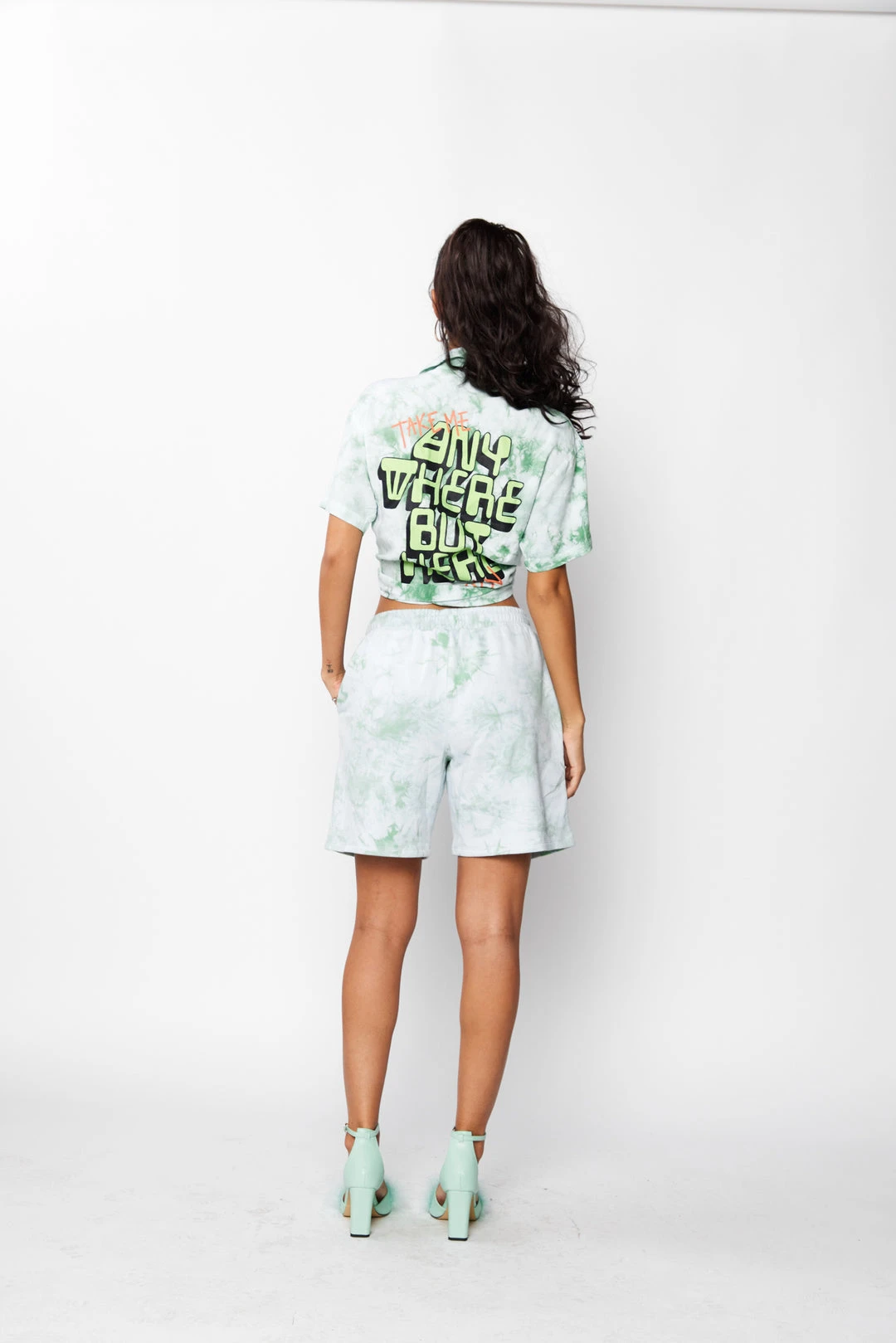 BROKEN PROMISES Bottoms Outsider Tie Dye Shorts Green