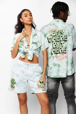 BROKEN PROMISES Outsider Button Up Tie Dye Green