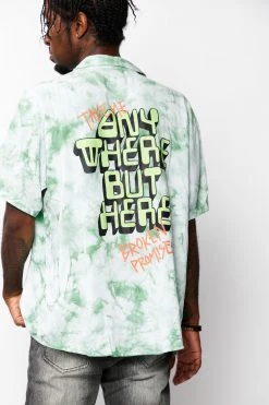 BROKEN PROMISES Outsider Button Up Tie Dye Green