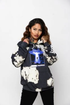 BROKEN PROMISES Abduction Bleach Dye Hoodie Black