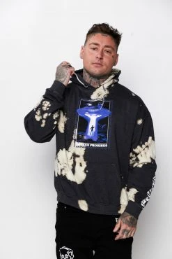 BROKEN PROMISES Abduction Bleach Dye Hoodie Black