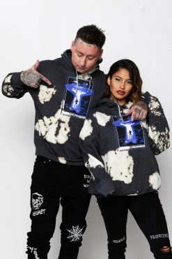 BROKEN PROMISES Abduction Bleach Dye Hoodie Black